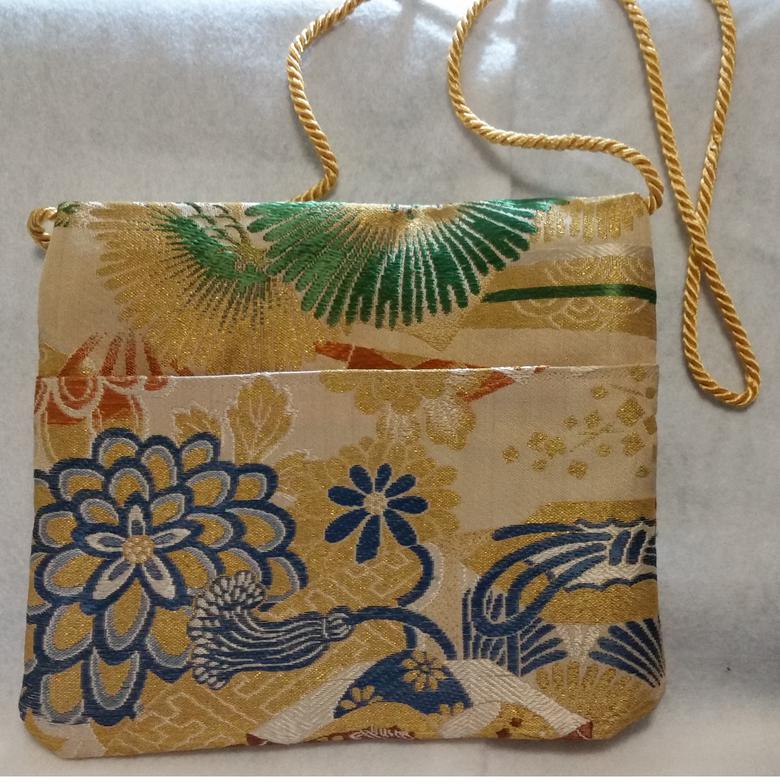 orange and metallic decorative vintage Japanese obi fabric vintage obi handbag Tote bag